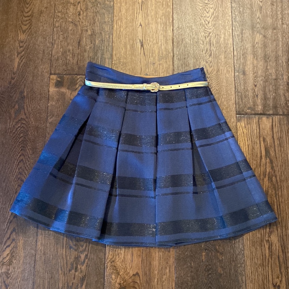 Vineyard Vines Lined pleated Skirt with Gold Belt (Skirt - Sz 2 and Belt XS)